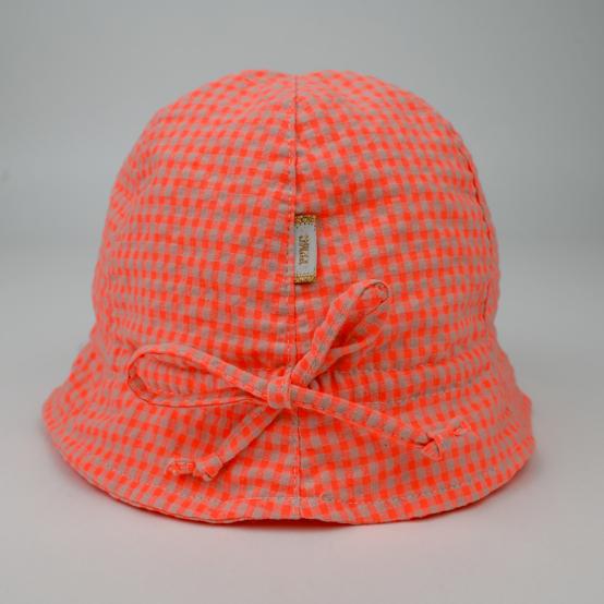 Sun Hat for baby neon orange gingham