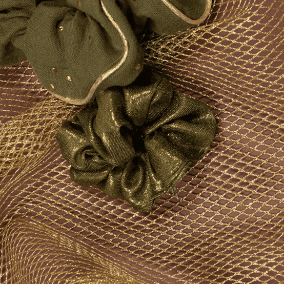 Small scrunchie olive lurex