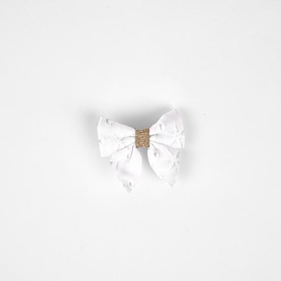 Mini bow tie clip starry white english embroidery 
