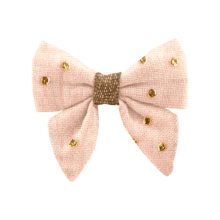 Mini bow tie clip gaze pois or rose