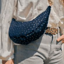 Half-moon bag bulle bronze marine
