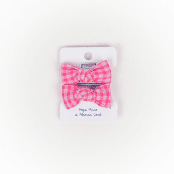 Small Elastics bows neon pink gingham