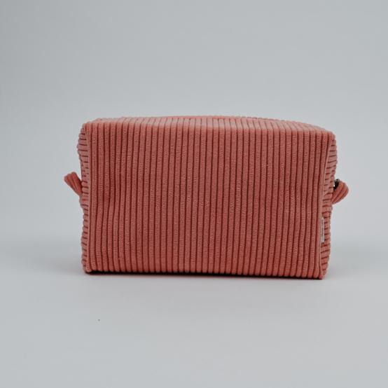 Rectangular toiletry bag blush pink corduroy