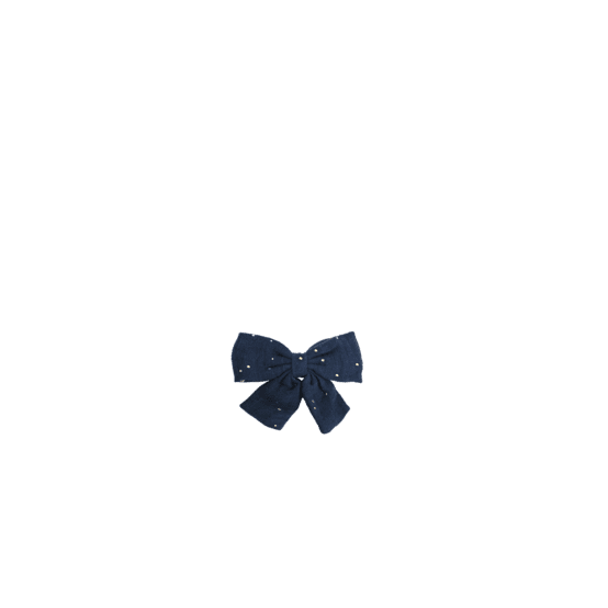 Bow tie hair slide gaze pois or marine