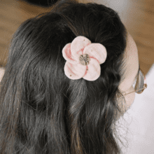 Flower petal hair slide small  gaze pois or rose