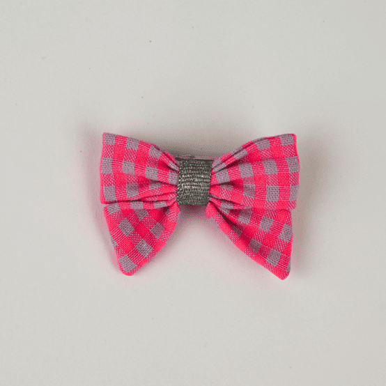 Mini bow tie clip neon pink gingham
