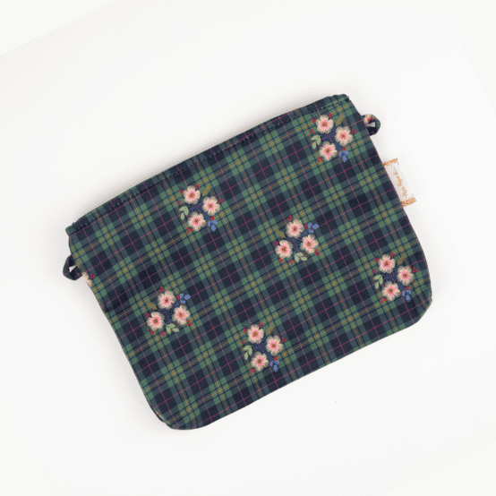 Tiny coton clutch bag tartan fleuri