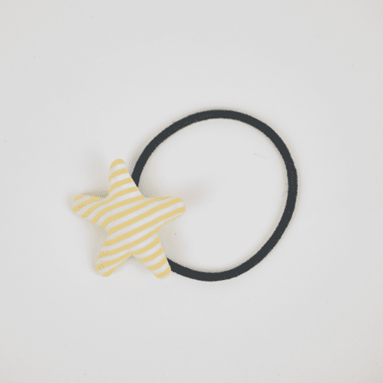 Pony-tail elastic hair star yellow stripes