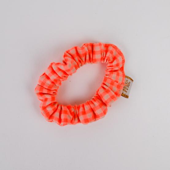Mini Scrunchie neon orange gingham