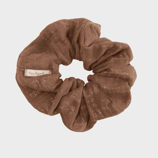 Scrunchie gaze pailletée cognac