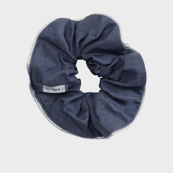 Large Piping Scrunchie light denim