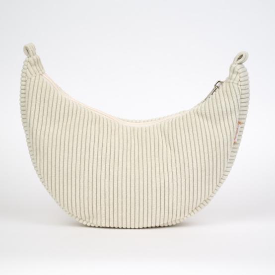 Half-moon bag white large corduroy