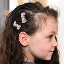 Small bows hair clips pastel fleuri