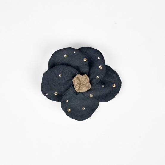 Flower petal hair slide small  gaze pois or marine