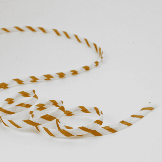 Cordon Spaghetti 7mm rayé or blanc