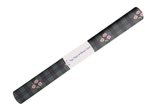 35cm coated fabric coupon tartan fleuri