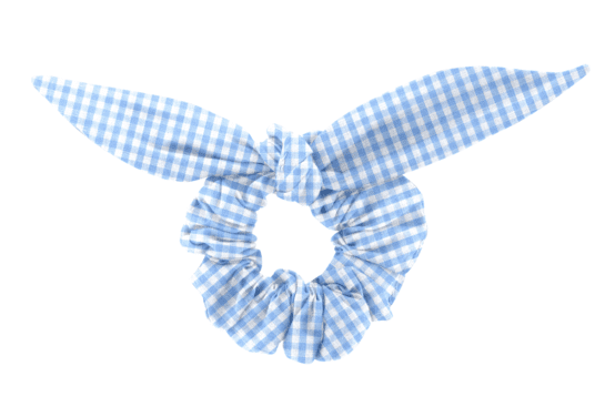 Bunny ear Scrunchie sky blue gingham