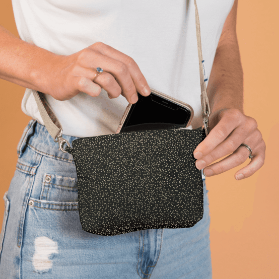 Tiny coton clutch bag glitter black