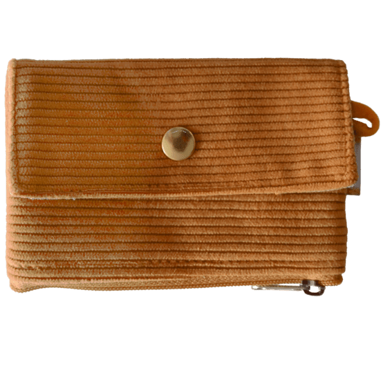 Zipper pouch card purse mustard corduroy