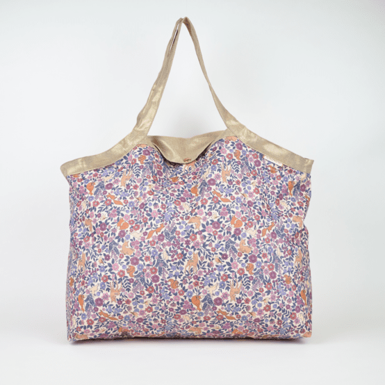 Tote bag with a zip comptine enchantée rose