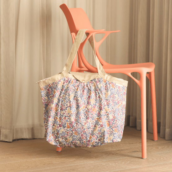 Pleated tote bag - Medium size comptine enchantée rose
