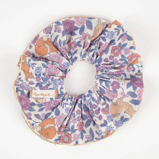 Large Piping Scrunchie comptine enchantée rose
