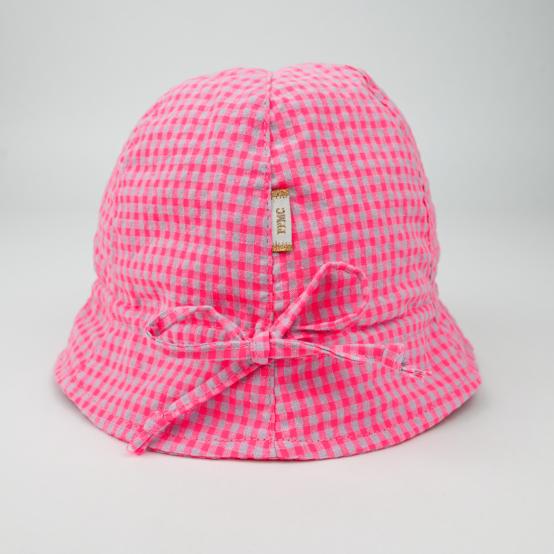 Sun Hat for baby neon pink gingham
