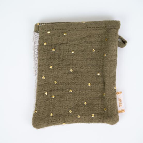 Make-up Remover Glove gaze pois or kaki