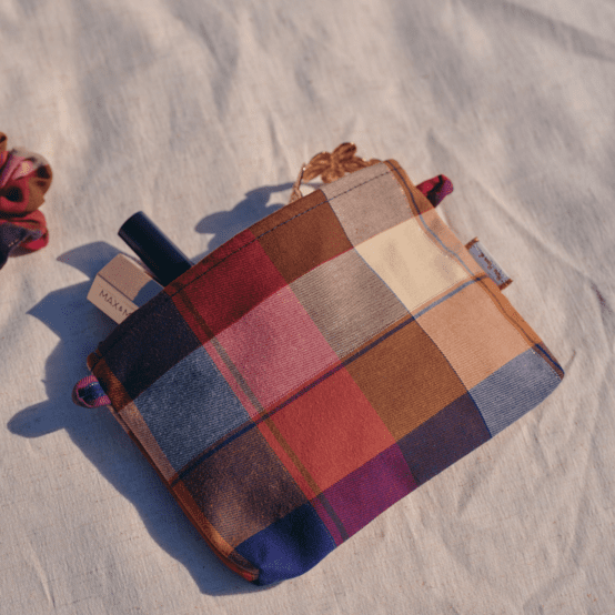 Tiny coton clutch bag ruby lurex tartan