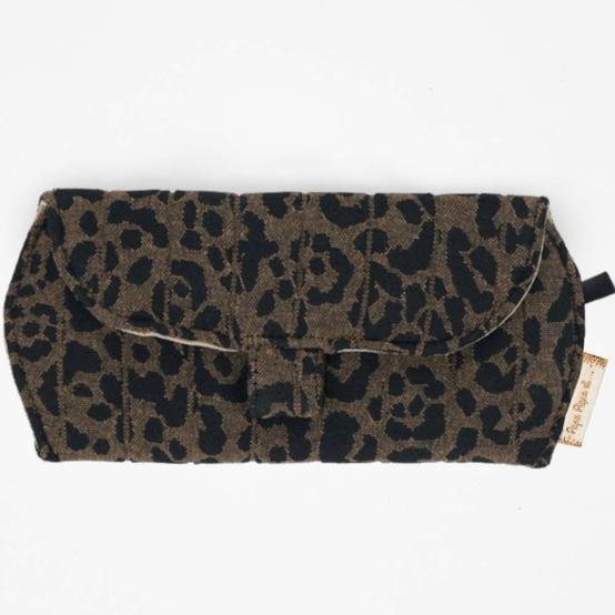 Glasses case mocha quilted leopard