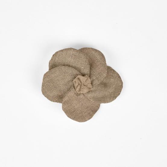 Flower petal hair slide small  copper linen