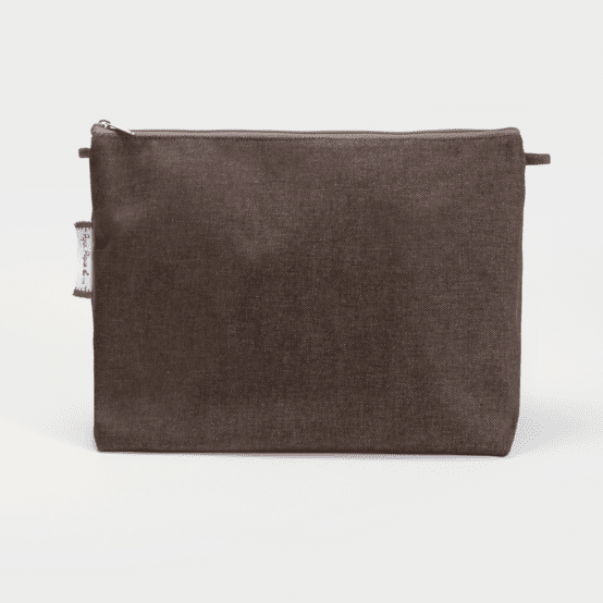 Cosmetic bag with flap chocolate denim