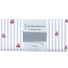 Coupon tissu 50 cm ex2415 sailboats and blue stripes