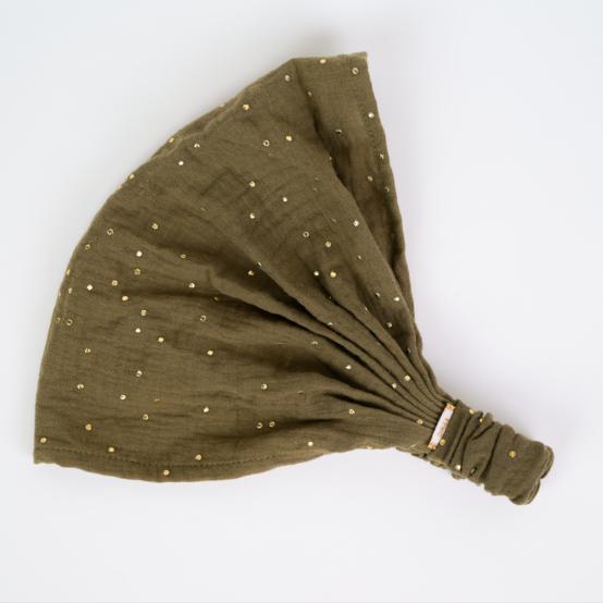 Headscarf headband- child size gaze pois or kaki