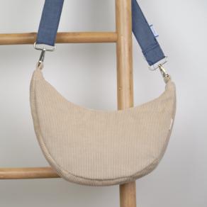 Half-moon bag beige corduroy