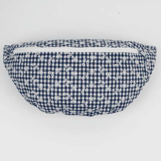 Banana bag navy embroidered gingham