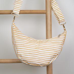 Half-moon bag rayé or blanc
