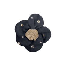 Mini Flower petal hair slide gaze pois or marine