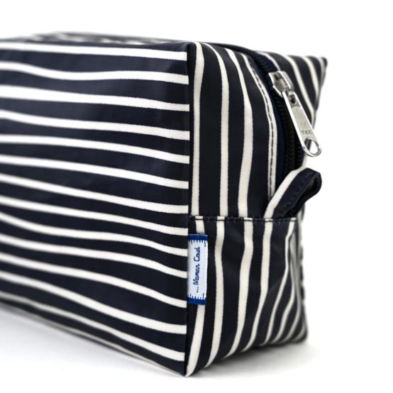 Rectangular toiletry bag striped  ivory navy