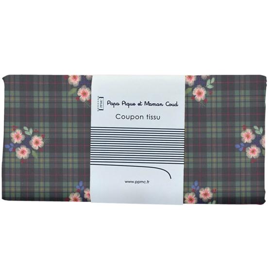 1 m fabric coupon tartan fleuri