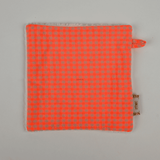 Makeup Remover cotton neon orange gingham