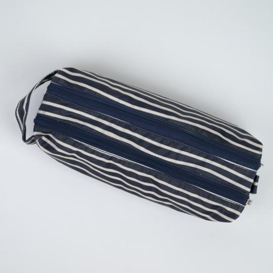 Double compartment school kit striped  ivory navy