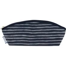 Pencil case striped silver dark blue