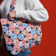 Foldable tote bag anémones rayées
