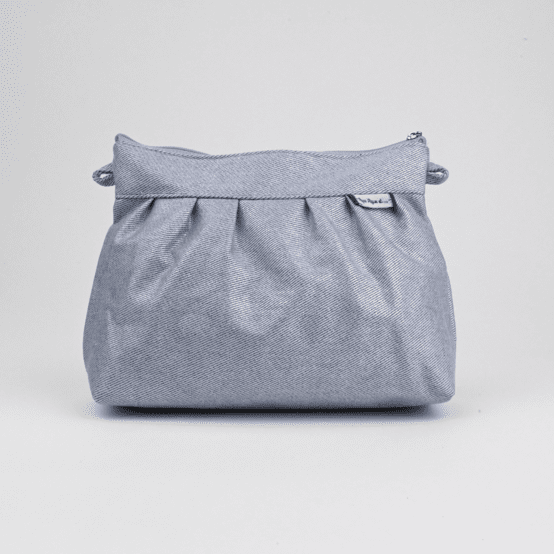 Pleated clutch bag iridescent denim