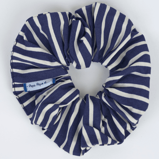 Scrunchie striped  ivory navy