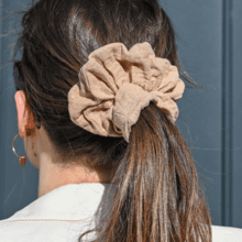 Scrunchie gaze pailletée camel