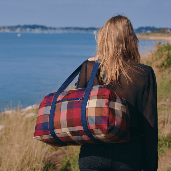 Sac week-end ruby lurex tartan
