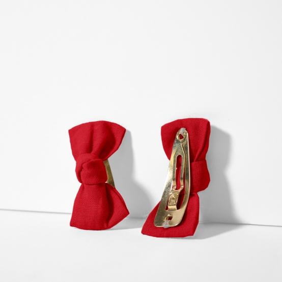 Small bows hair clips red