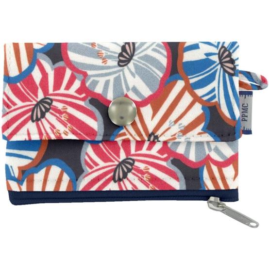 Zipper pouch card purse anémones rayées
